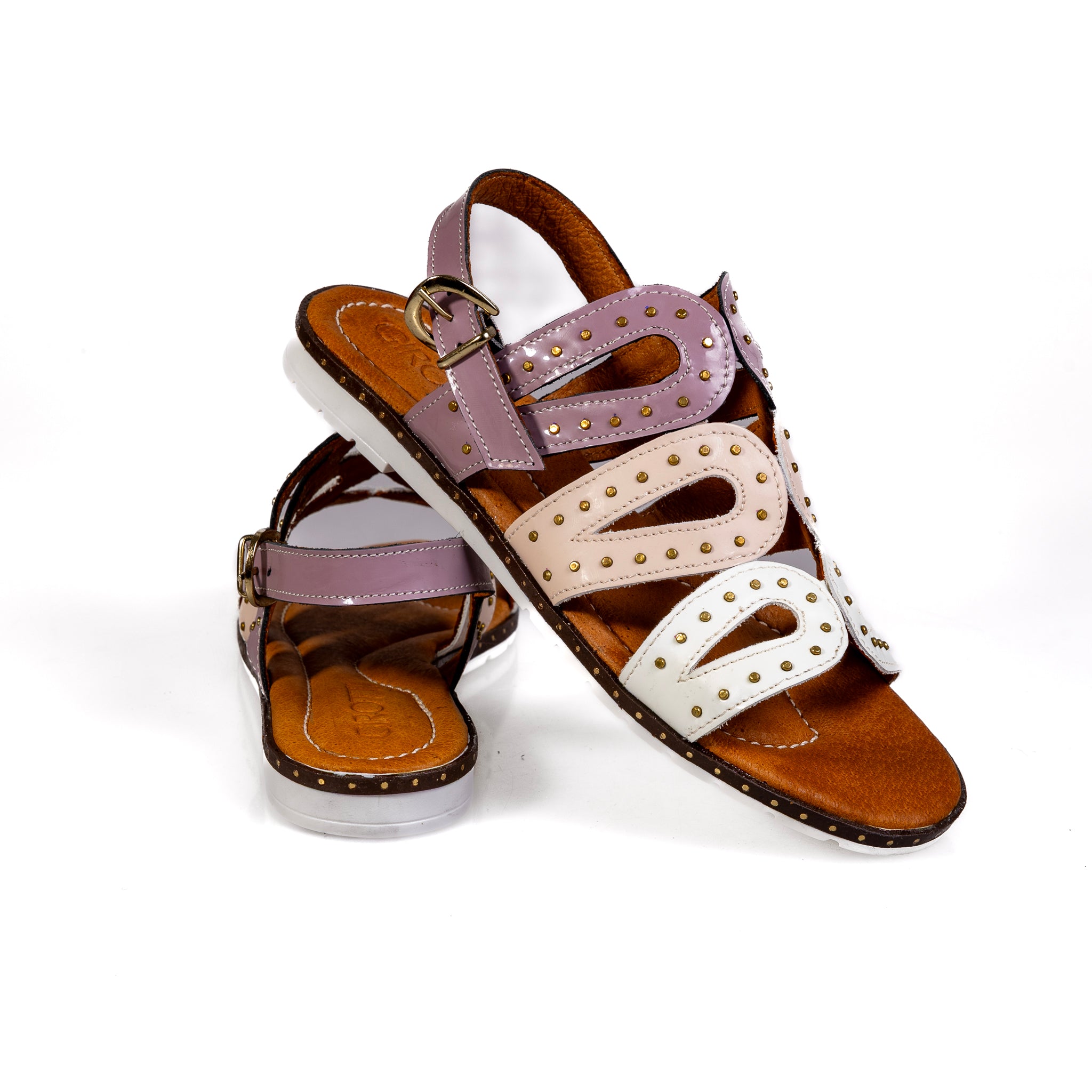 1123 – Women’s Laser-Cut Genuine Leather Slippers