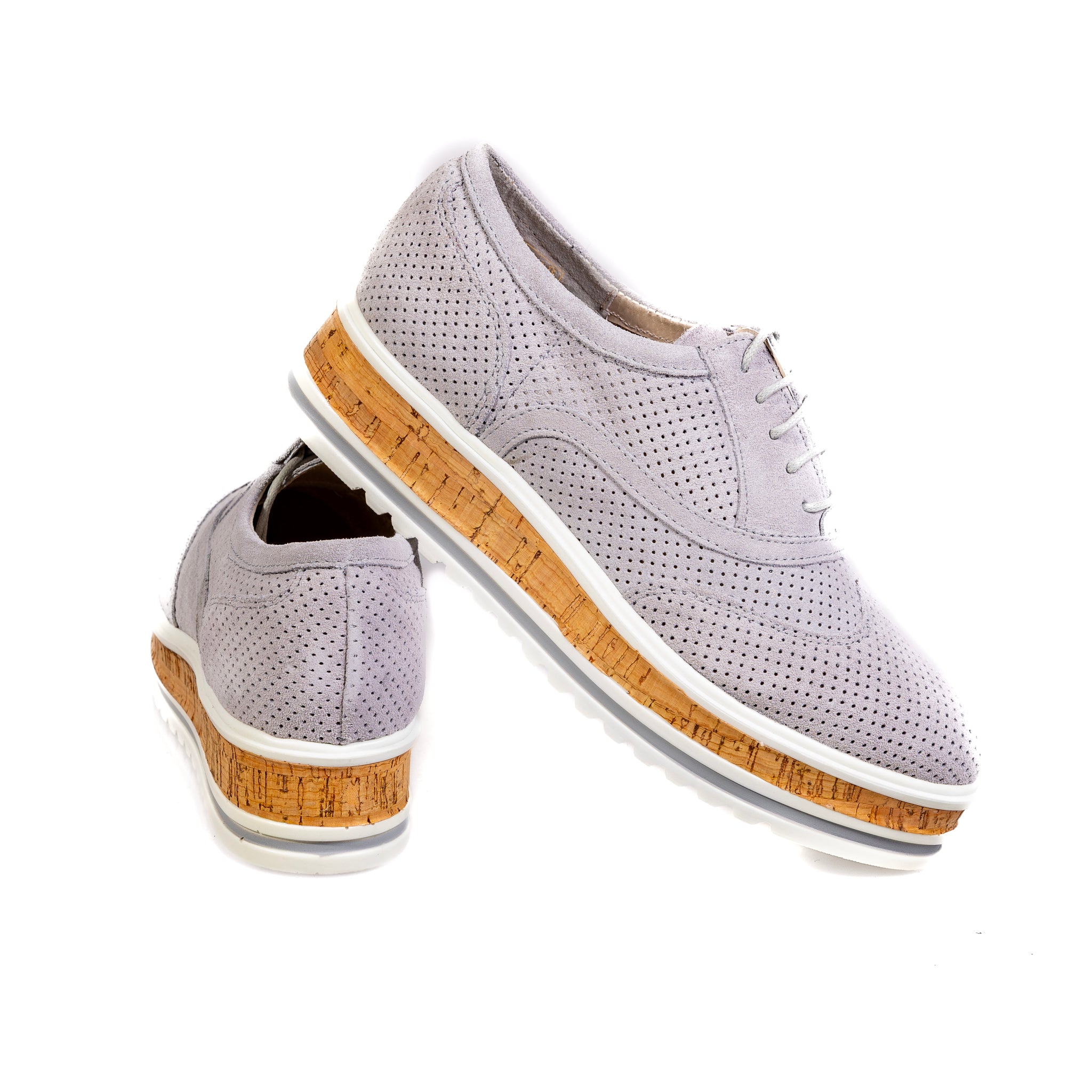 513-2117 – Women’s Laser-Cut Genuine Leather Platform Sneakers