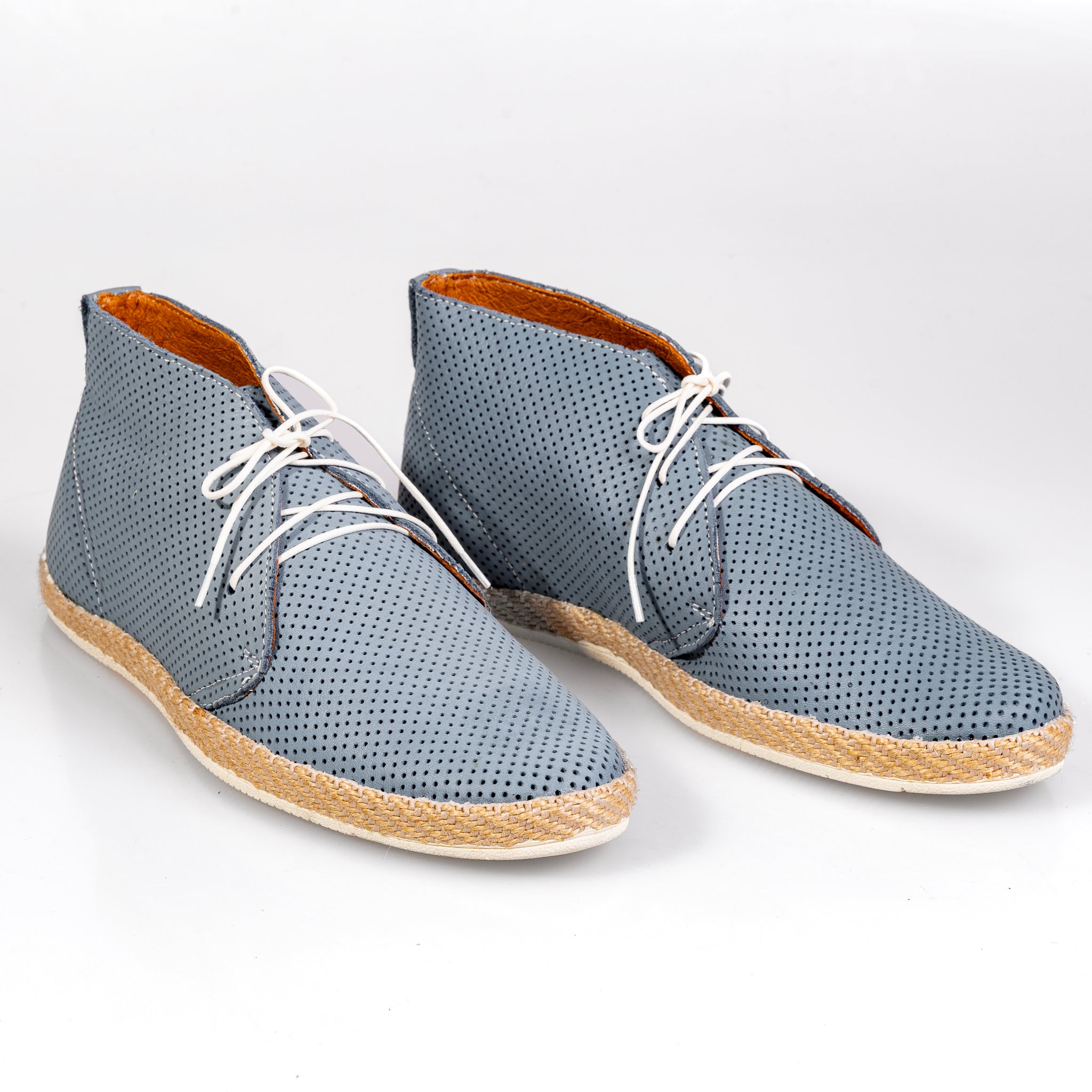John 2 Blue – Men’s Perforated Genuine Leather Desert Boots