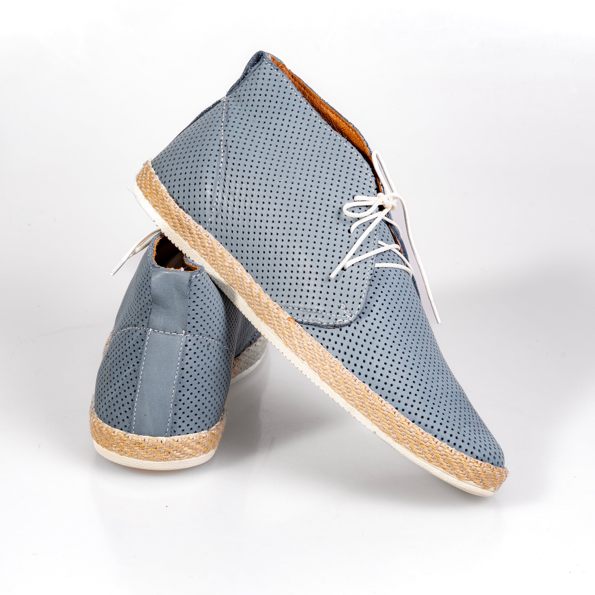 John 2 Blue – Men’s Perforated Genuine Leather Desert Boots