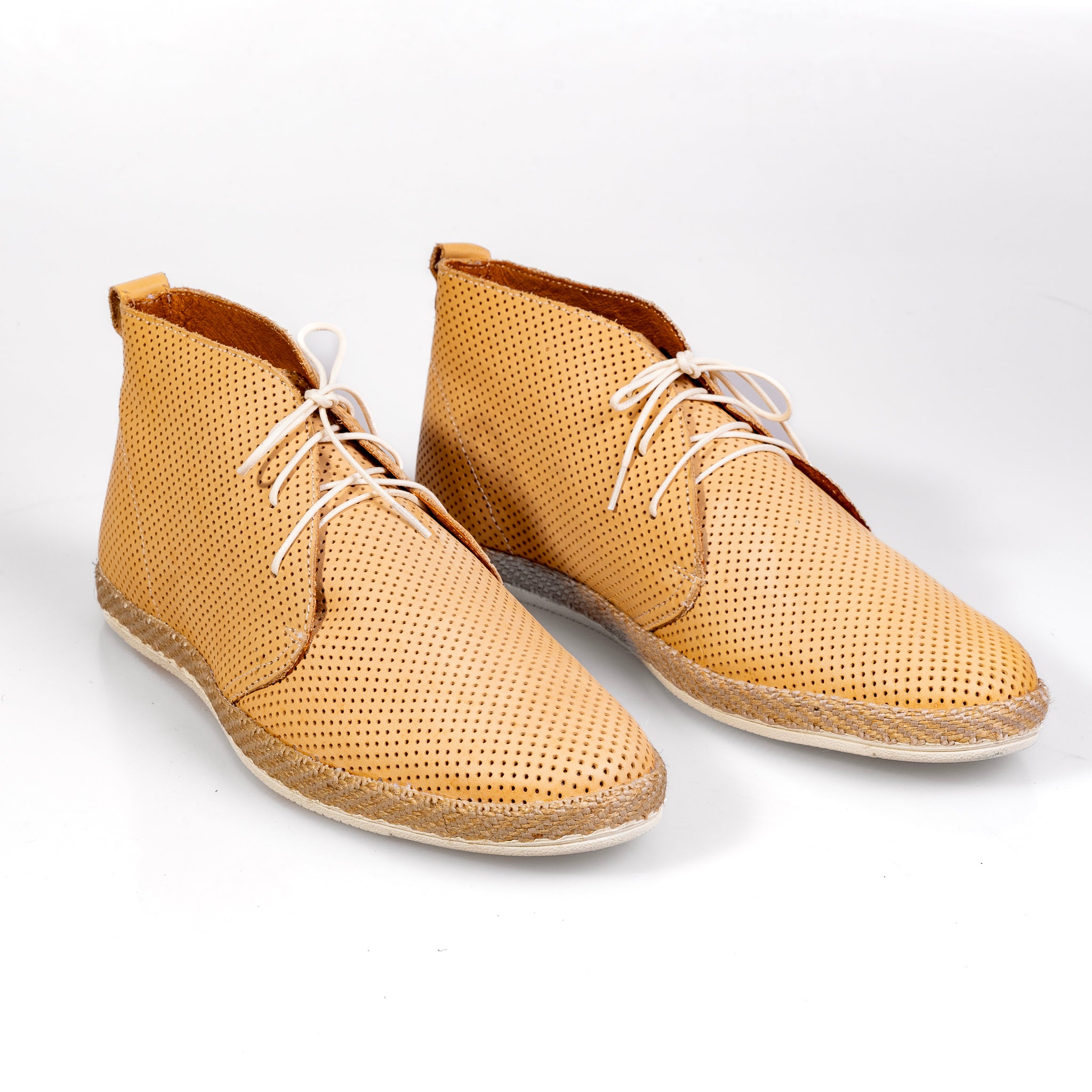 John 2 Cream – Men’s Perforated Genuine Leather Desert Boots