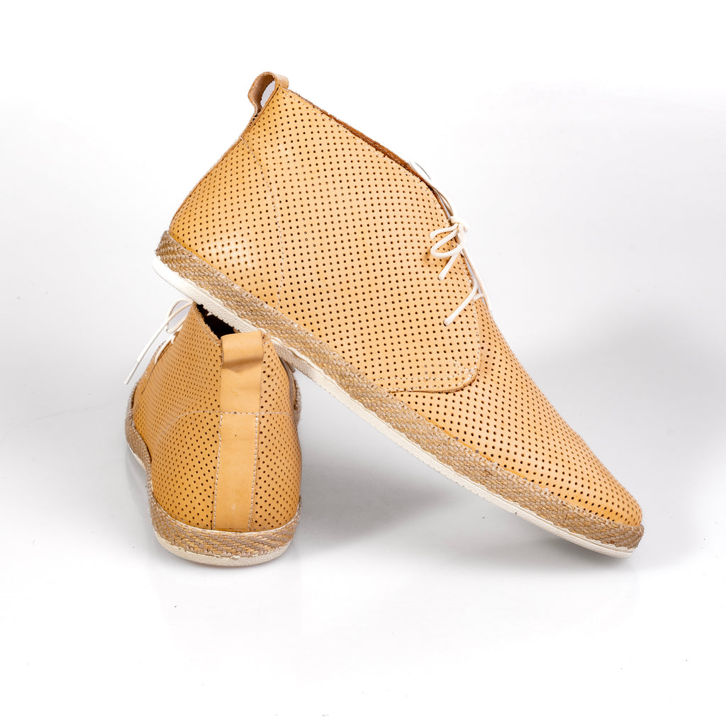 John 2 Cream – Men’s Perforated Genuine Leather Desert Boots