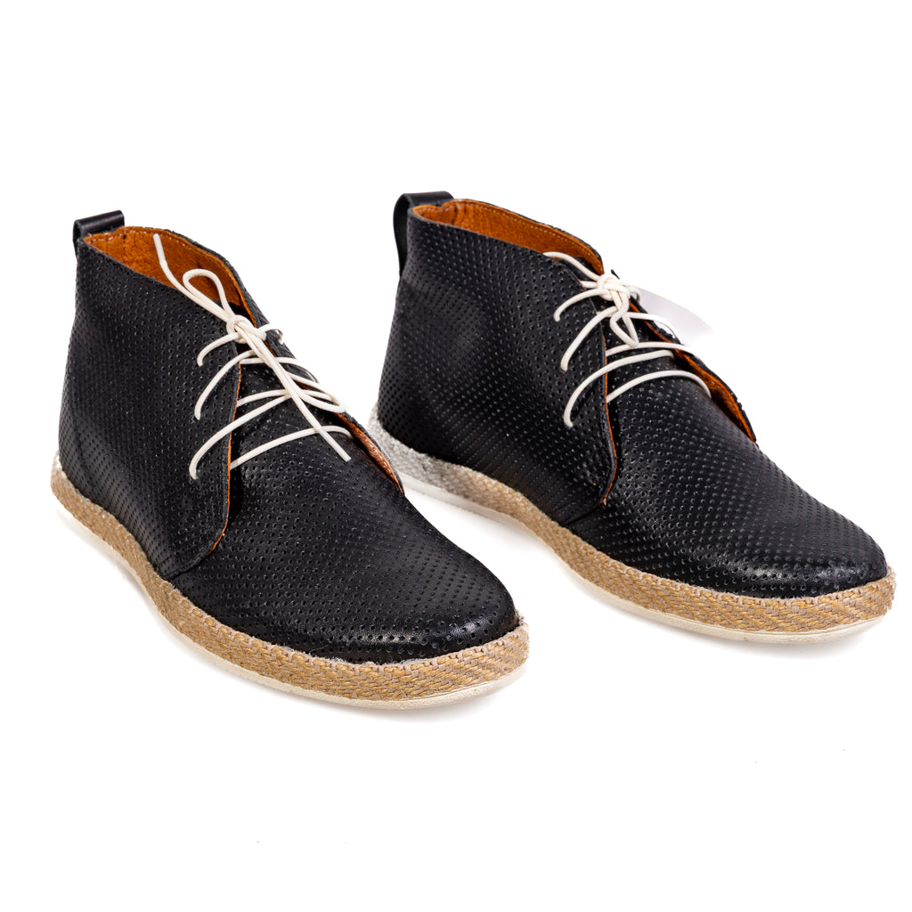 John 2 Black – Men’s Perforated Genuine Leather Desert Boots
