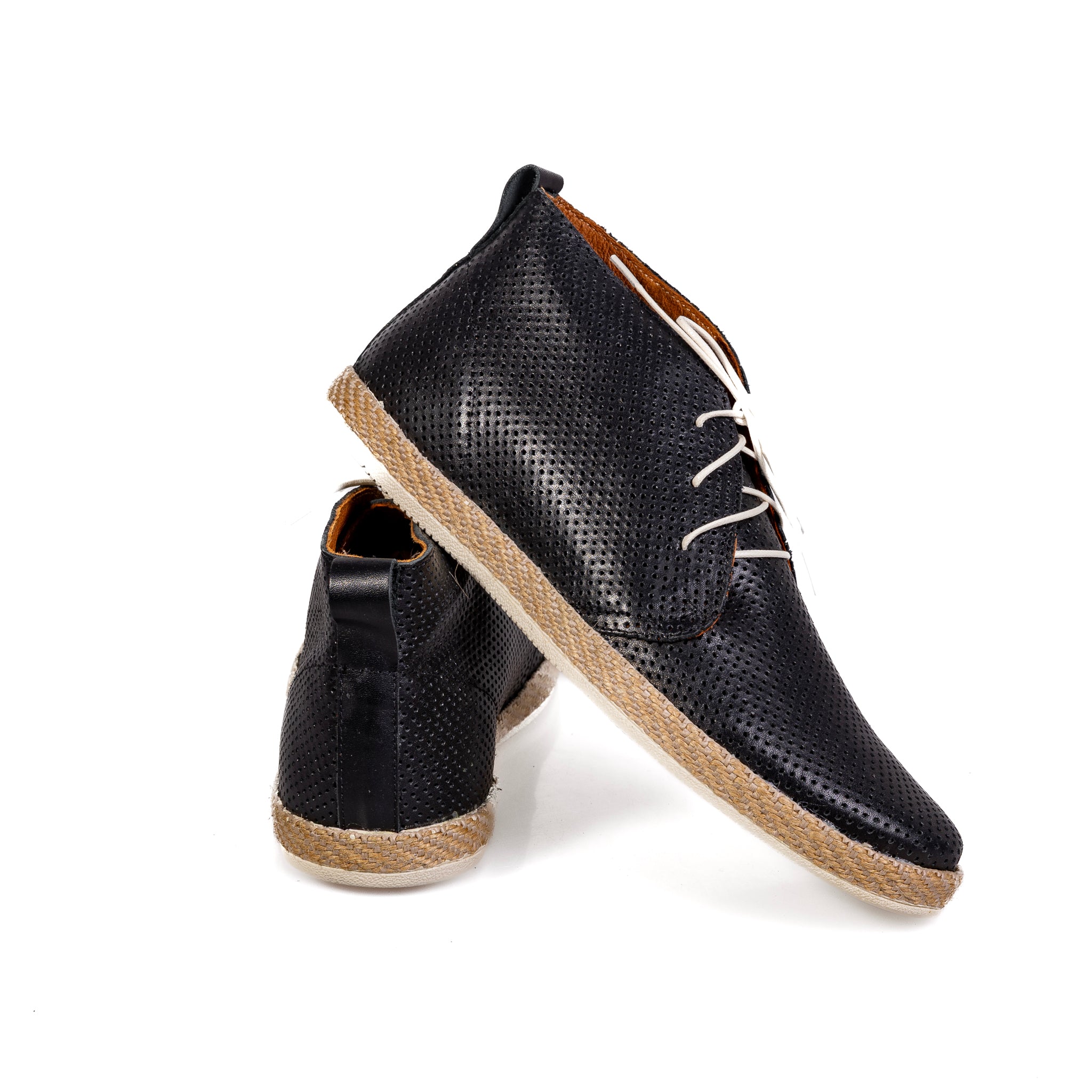 John 2 Black – Men’s Perforated Genuine Leather Desert Boots