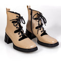 Z820 Beige – Women’s Open-Side Lace-Up Heeled Boots