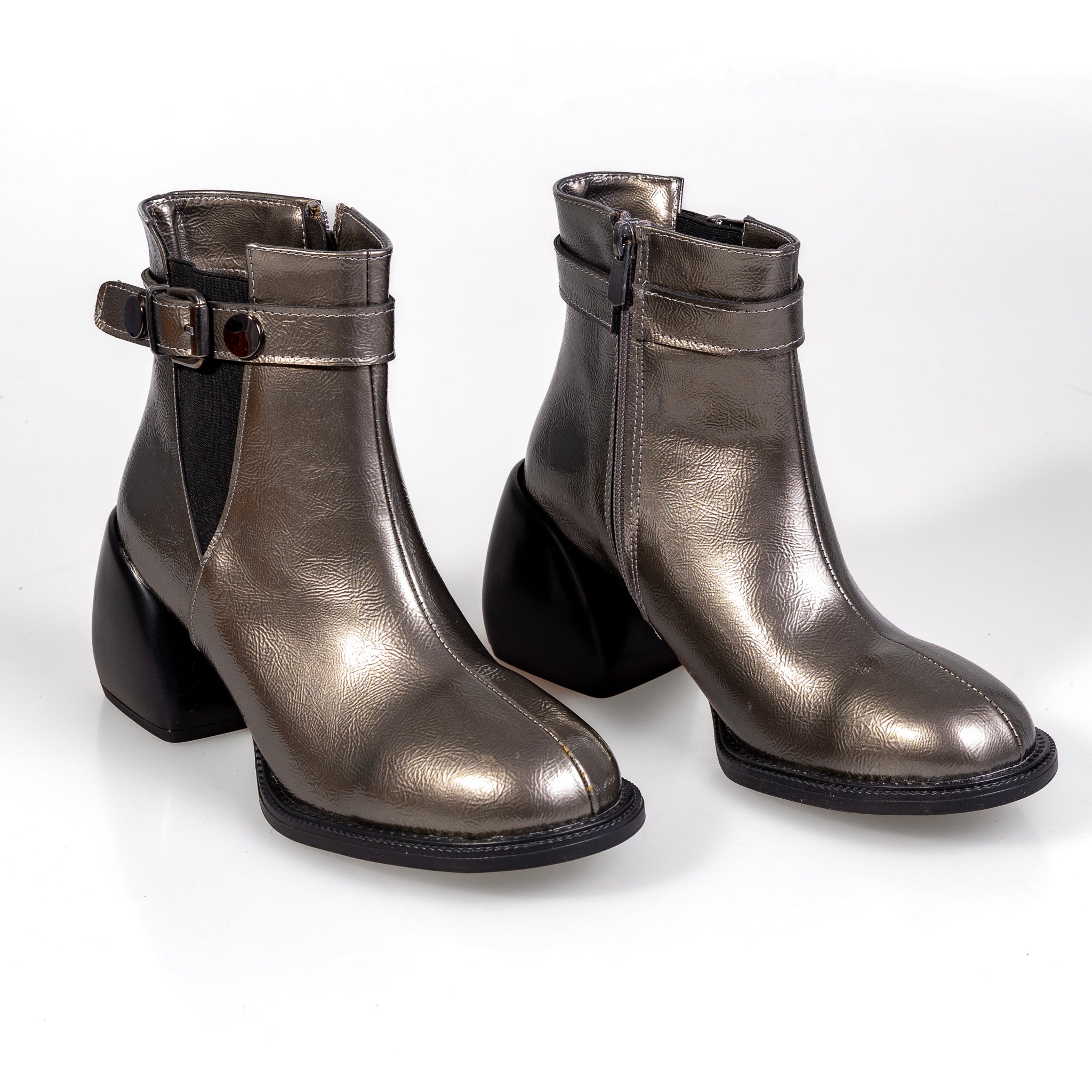 SL1776 Platinum – Women’s Metallic Gloss Ankle Boots