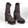 SL2099 Bordo – Women’s Tartan-Patterned Platform Boots