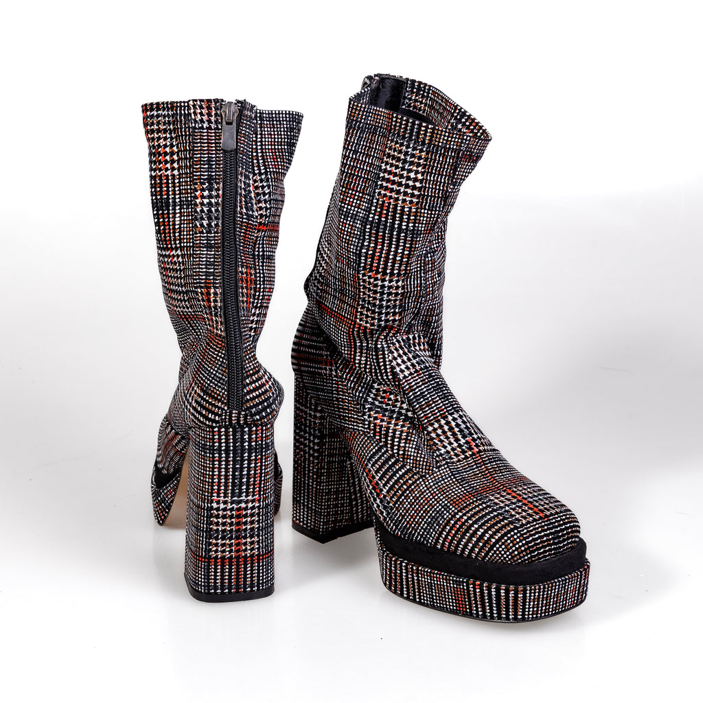 SL2099 Bordo – Women’s Tartan-Patterned Platform Boots