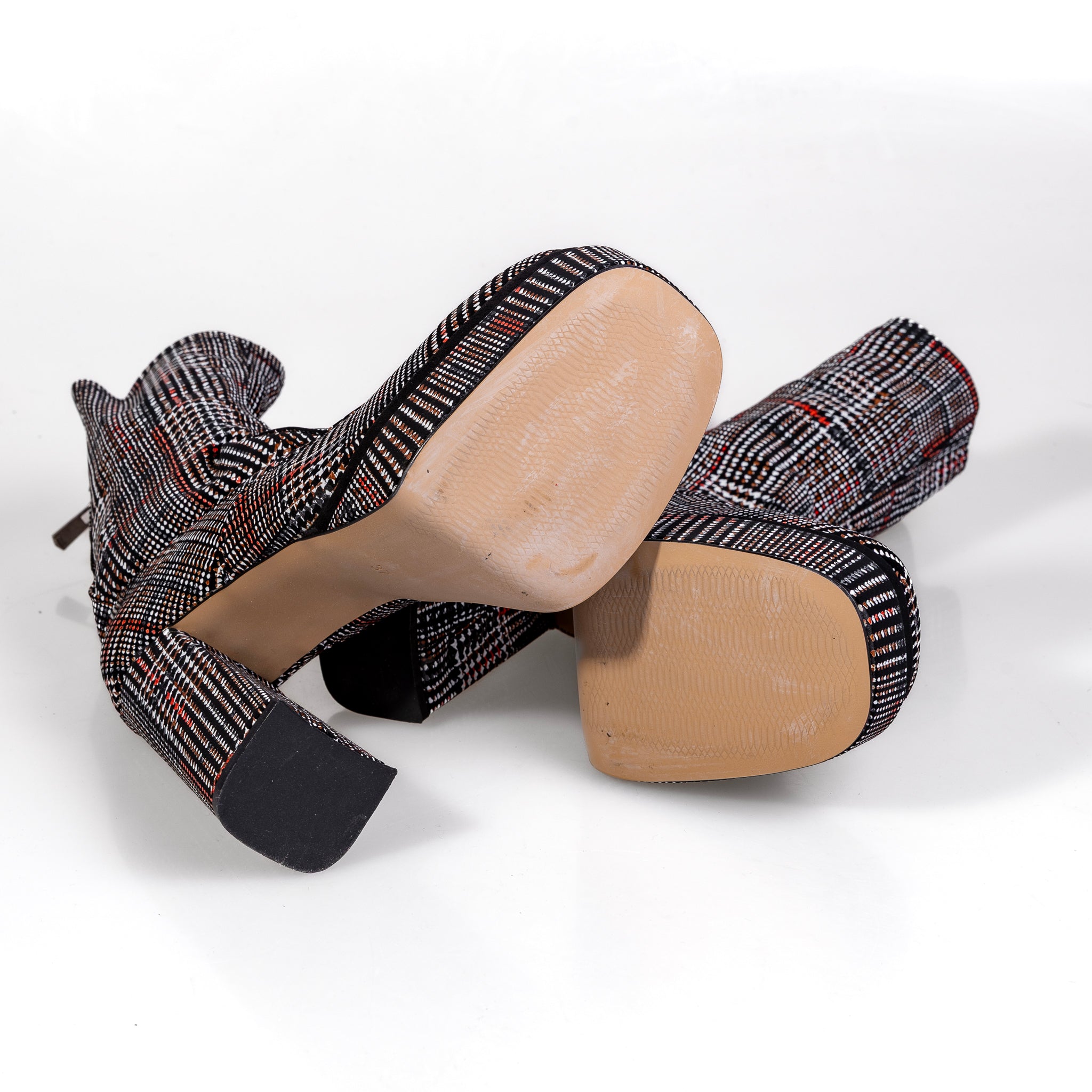 SL2099 Bordo – Women’s Tartan-Patterned Platform Boots
