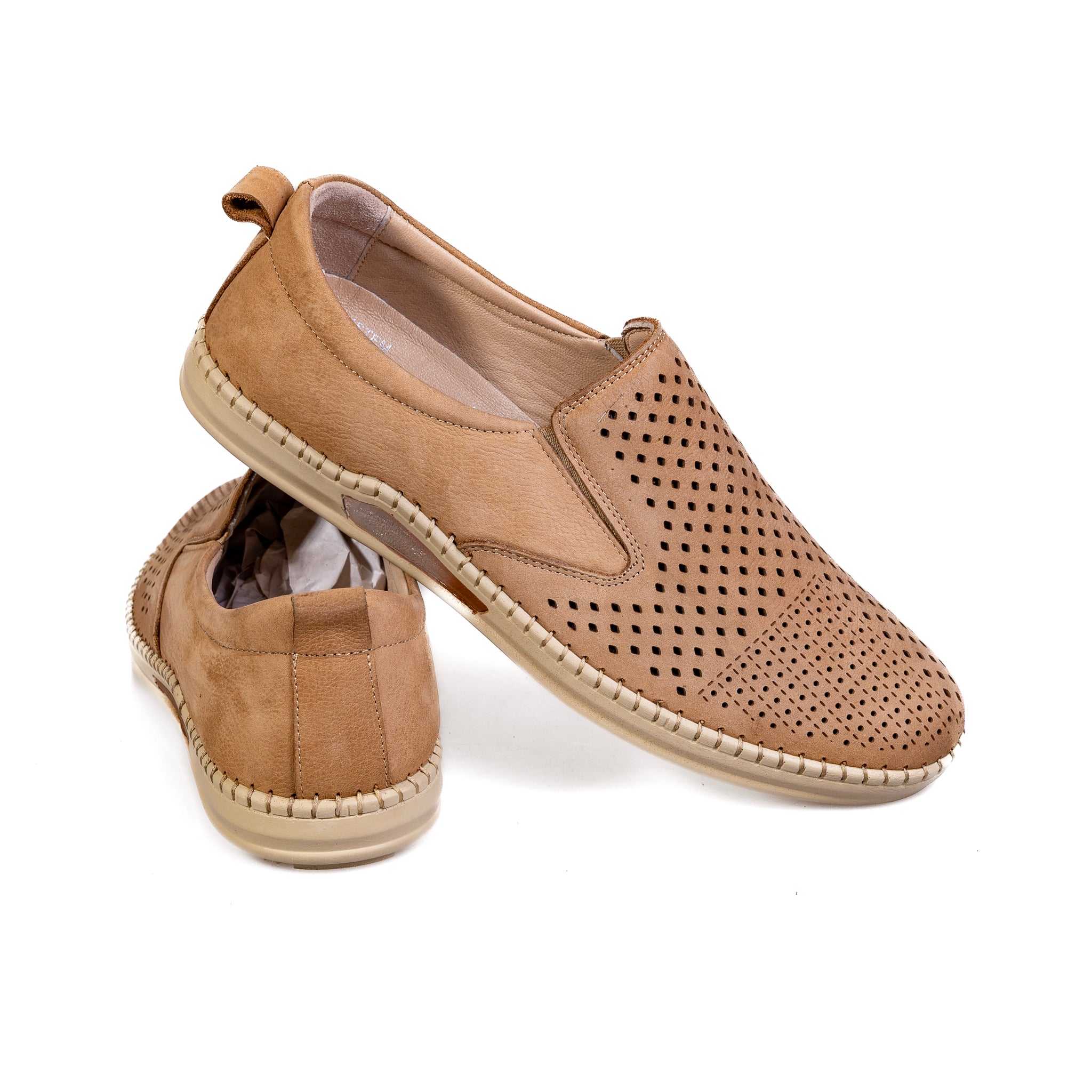 7065 Beige – Premium Men’s Genuine Leather Everyday Shoes