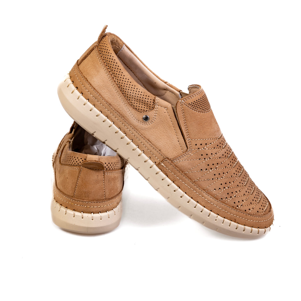 7063 Beige – Premium Men’s Genuine Leather Everyday Shoes