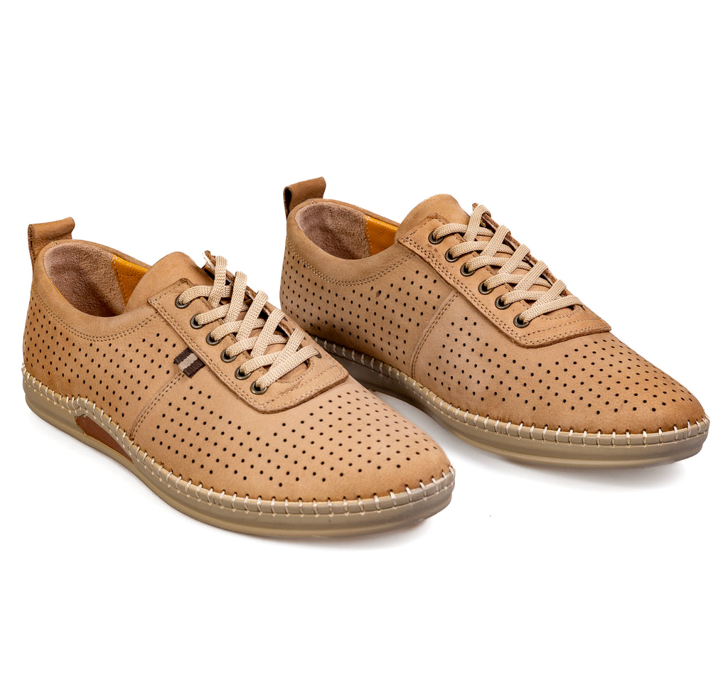 7007 Beige – Premium Men’s Genuine Leather Everyday Shoes