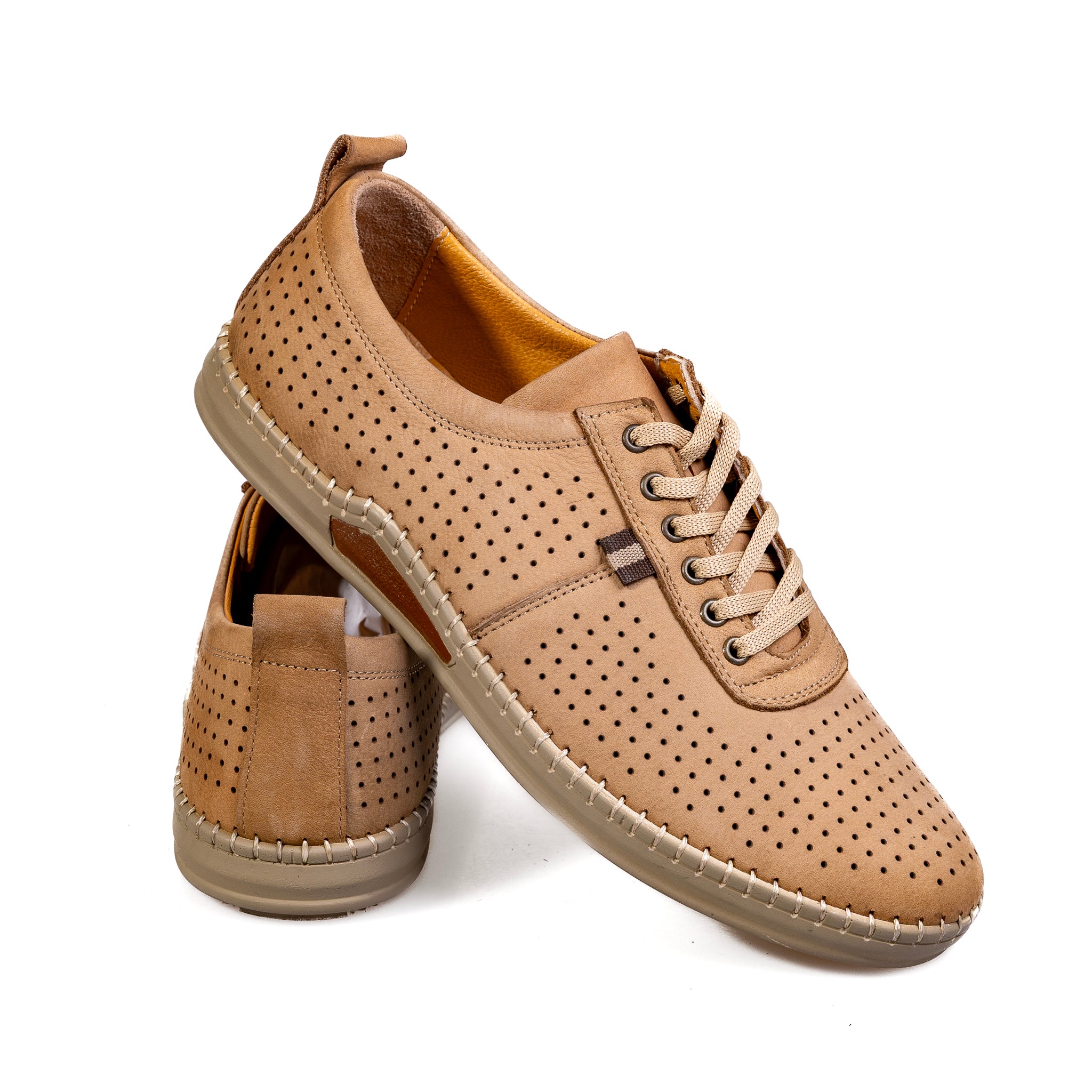 7007 Beige – Premium Men’s Genuine Leather Everyday Shoes