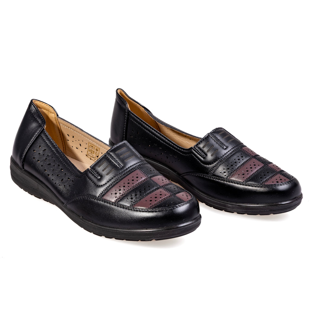 S566-1 Černá – Elegantní kontrastní dámské boty z ekologické kůže