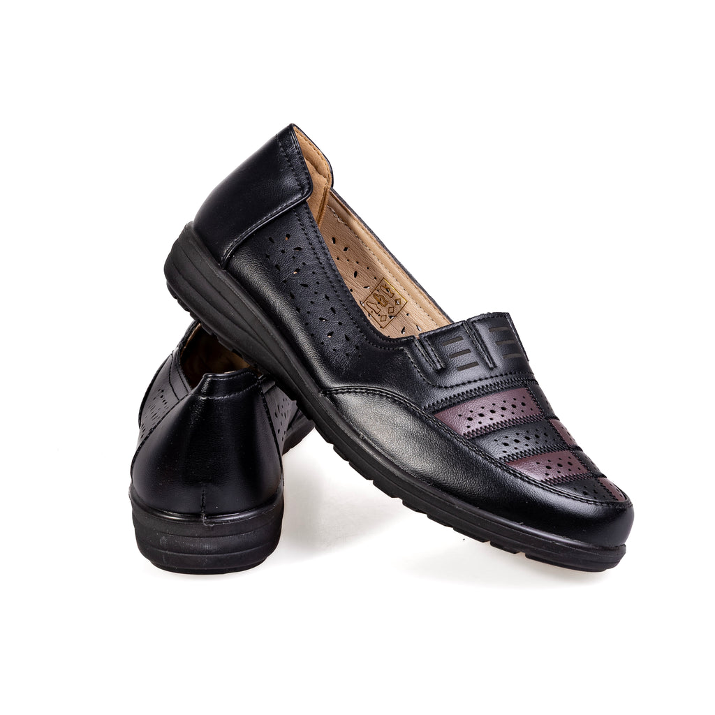 S566-1 Černá – Elegantní kontrastní dámské boty z ekologické kůže