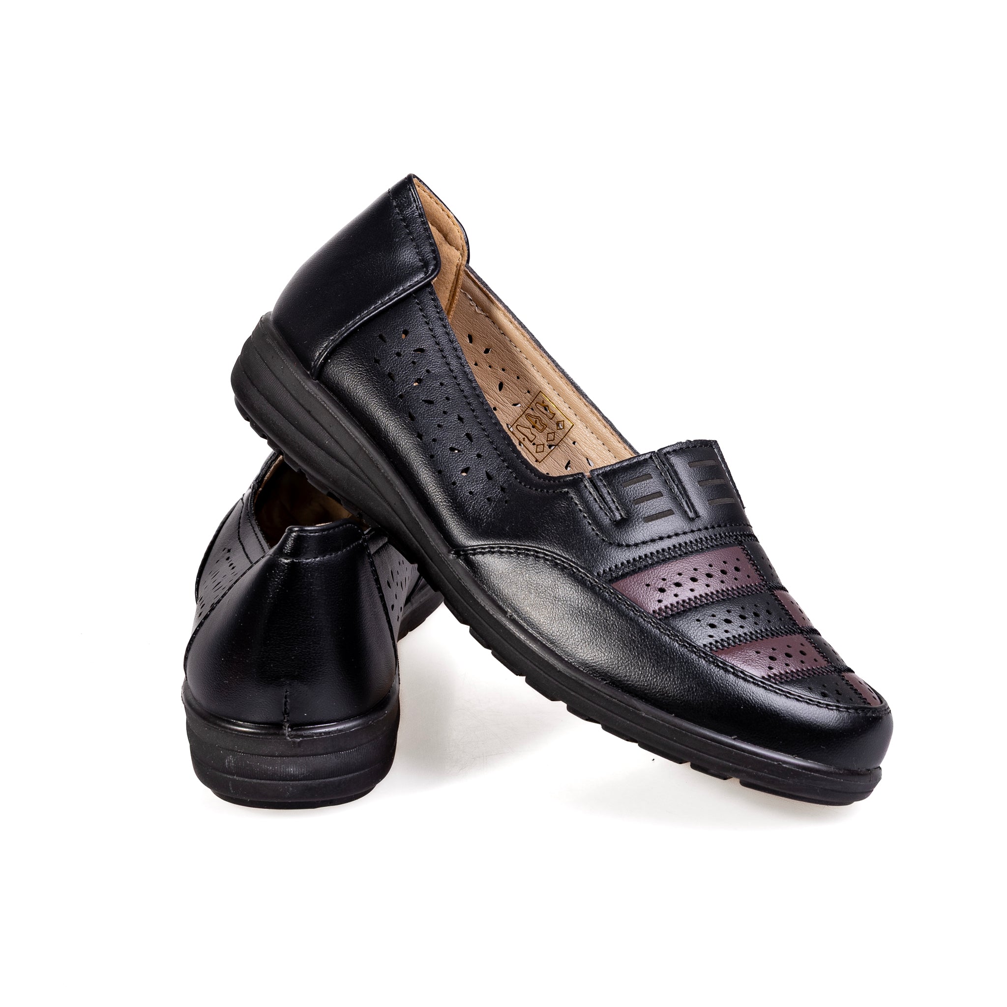 S566-1 Black – Chic Contrast Women’s Eco-Leather Shoes