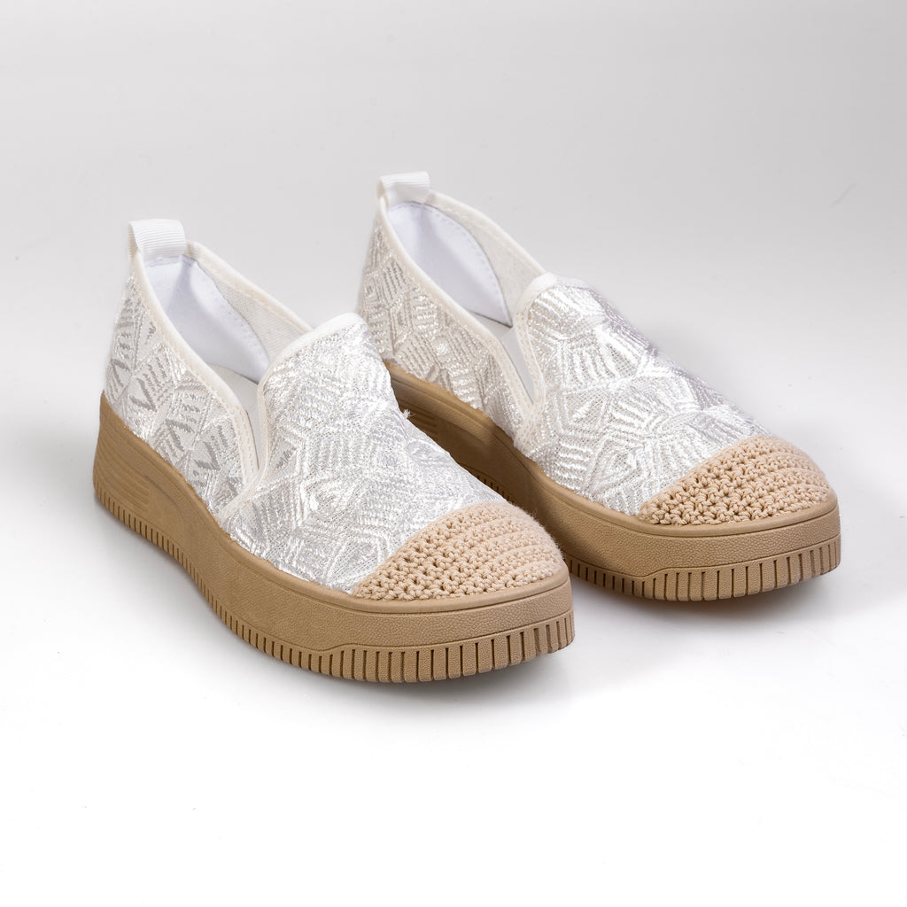 S559-2 Alb – Pantofi eleganți din material textil ușor pentru femei, pentru uz zilnic