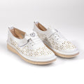 S599-2 White – Women’s Floral Perforated Comfort Sneakers