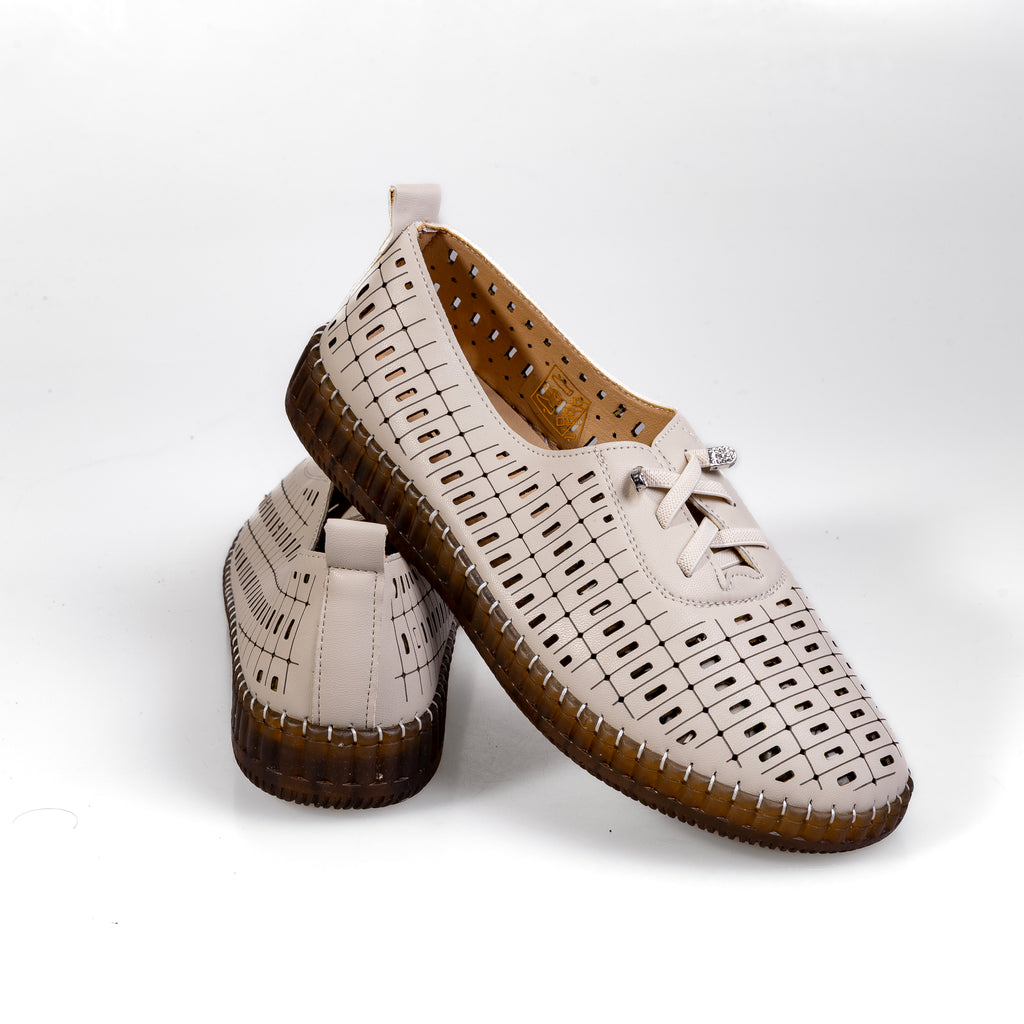 S567-3 Beżowe – lekkie damskie buty tekstylne na co dzień