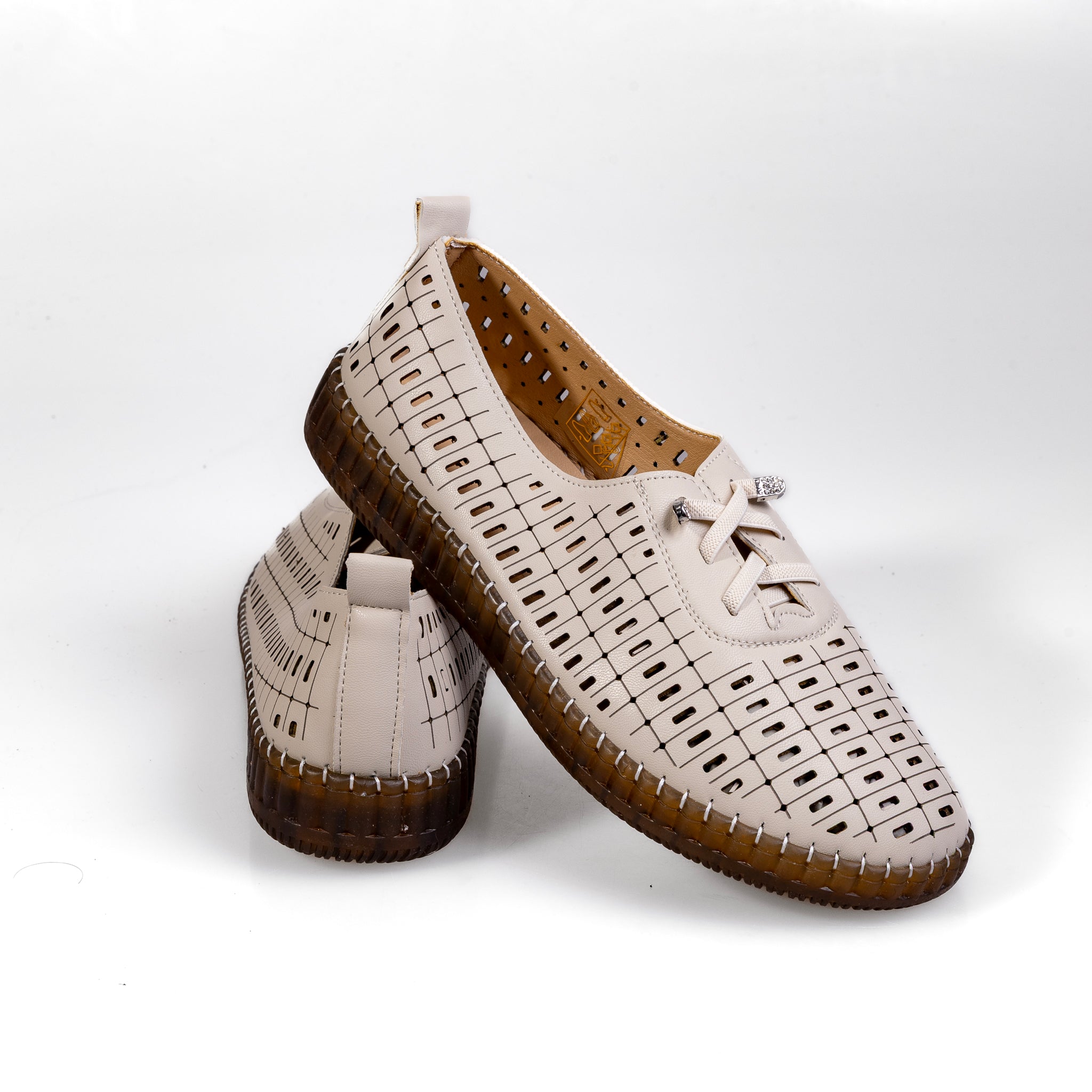 S567-3 Beige – Women’s Lightweight Textile Everyday Shoes