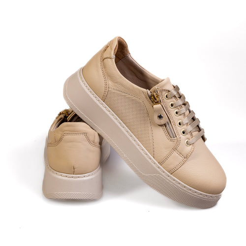 012 Beige – Premium Women’s Genuine Leather Everyday Shoes