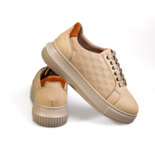 050 Bézs – Női városi valódi bőr cipő