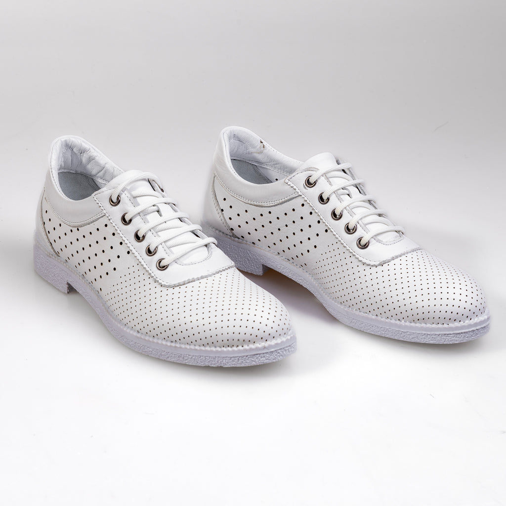040 White – Premium Women’s Genuine Leather Everyday Shoes