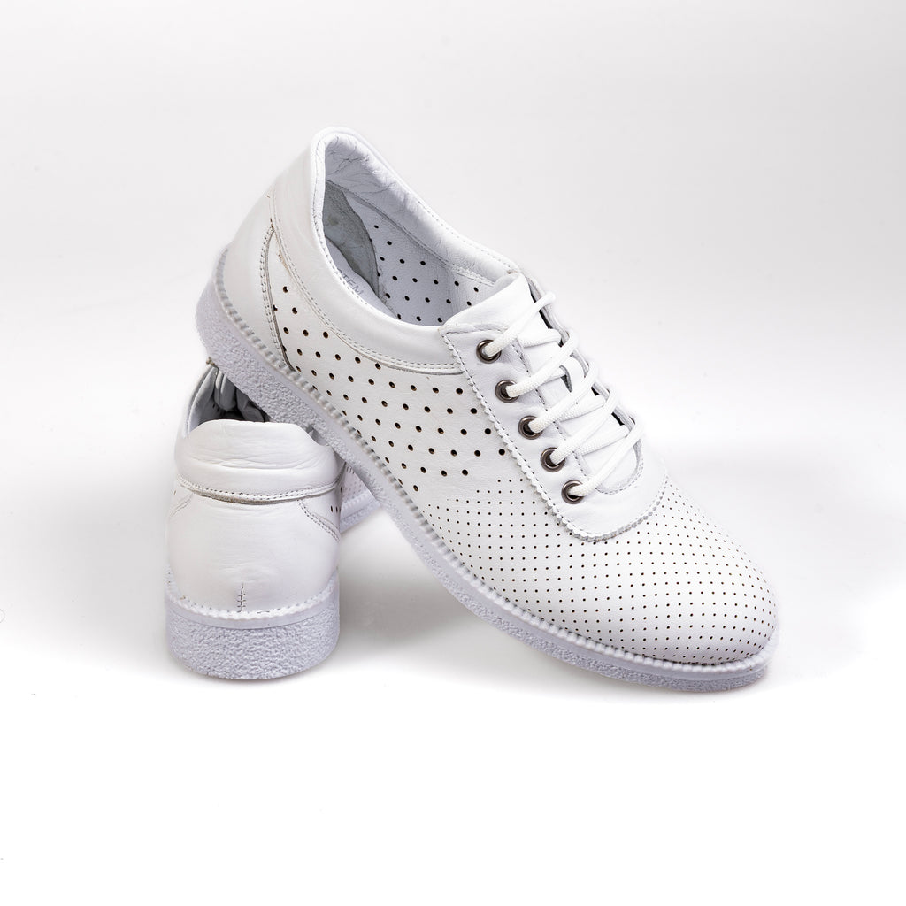 040 White – Premium Women’s Genuine Leather Everyday Shoes