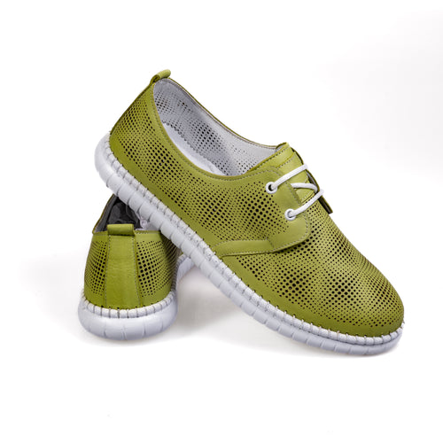 032 Zelená – Prémiové dámské boty z pravé kůže pro každodenní nošení