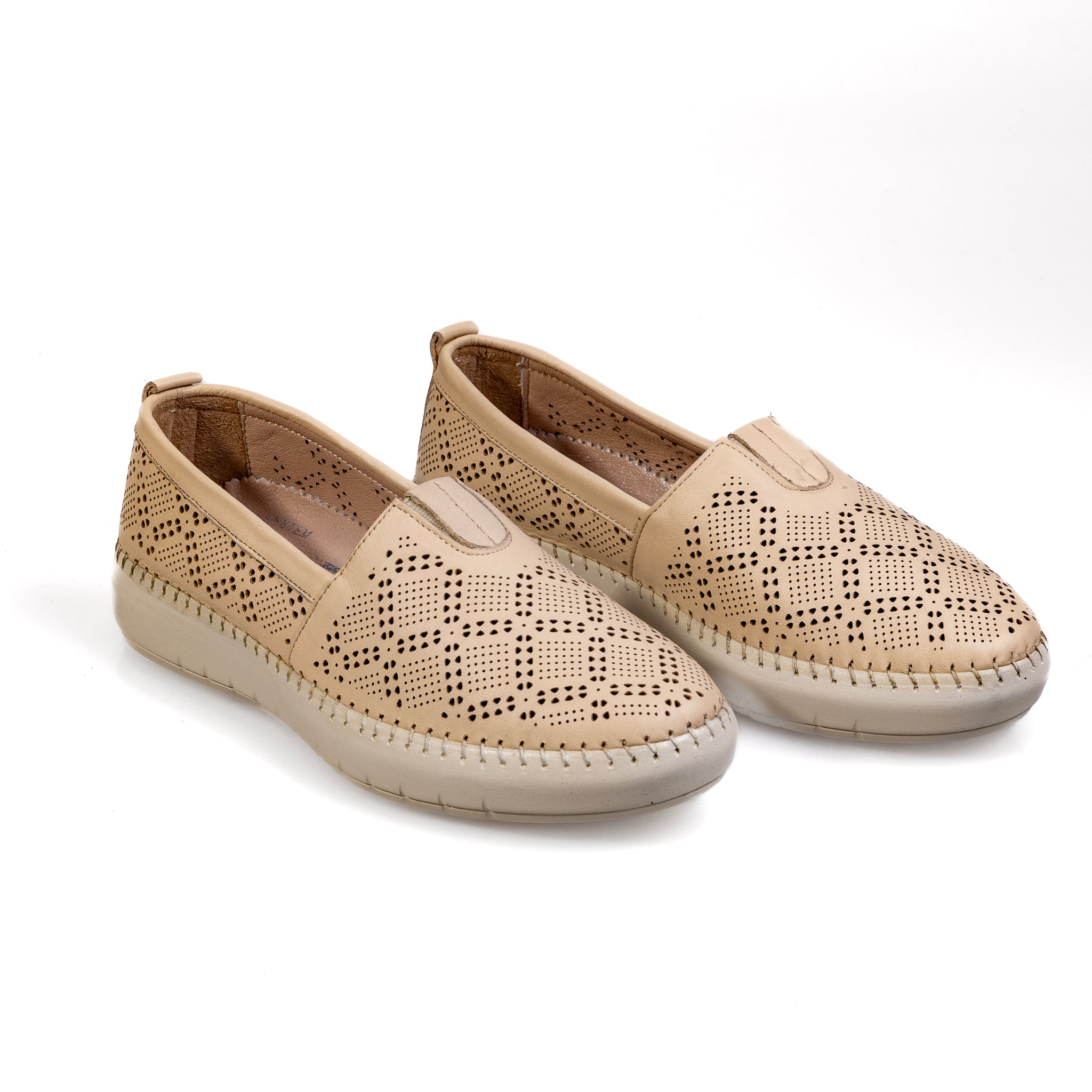 031 Beige – Premium Women’s Genuine Leather Everyday Shoes