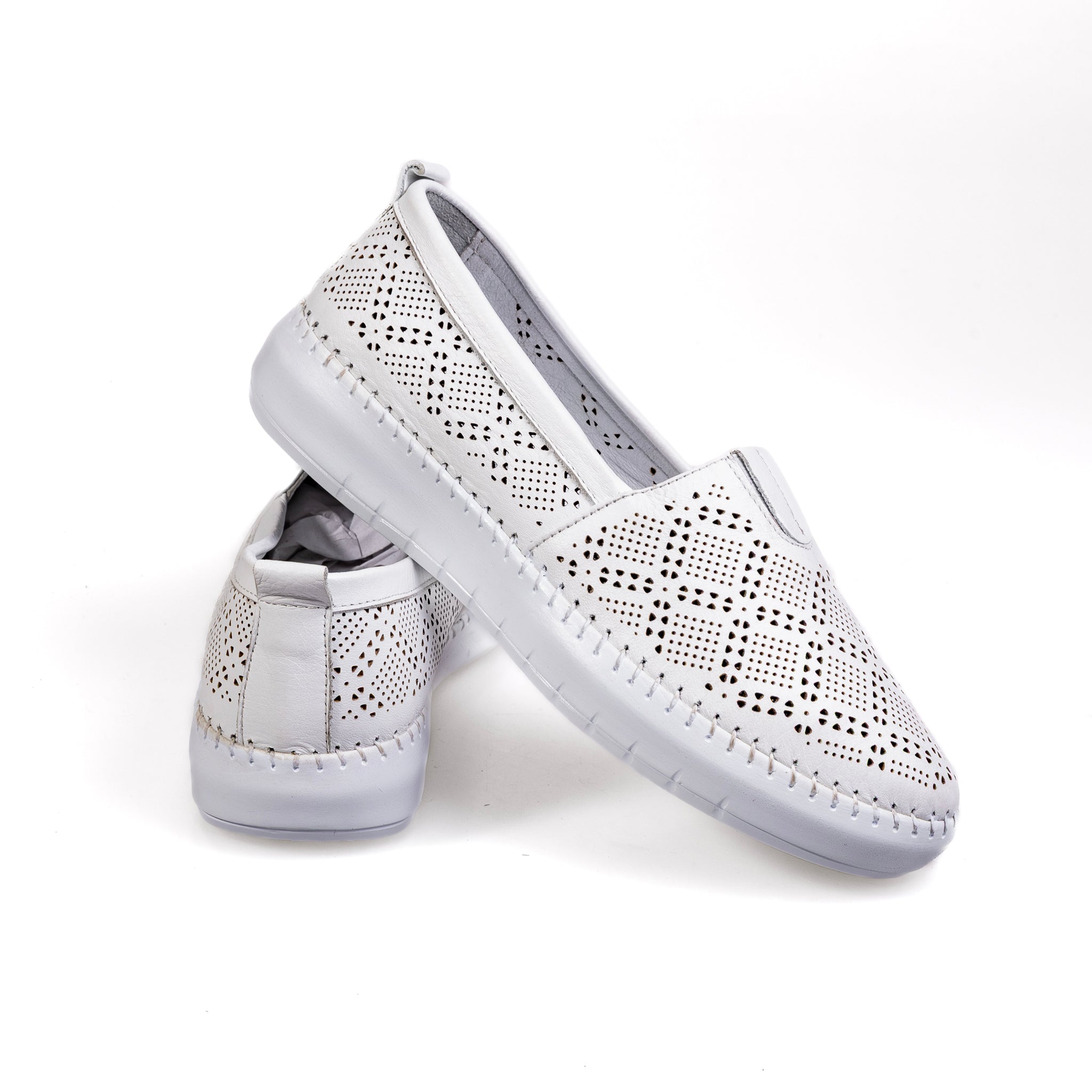 031 White – Premium Women’s Genuine Leather Everyday Shoes