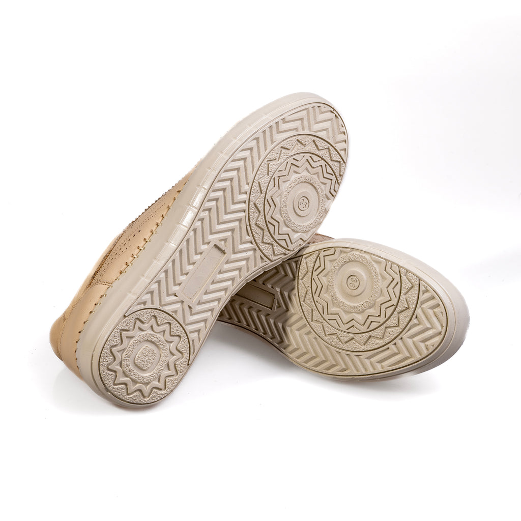 030 Beige – Premium Women’s Genuine Leather Everyday Shoes