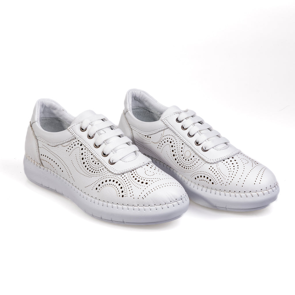 030 White – Premium Women’s Genuine Leather Everyday Shoes