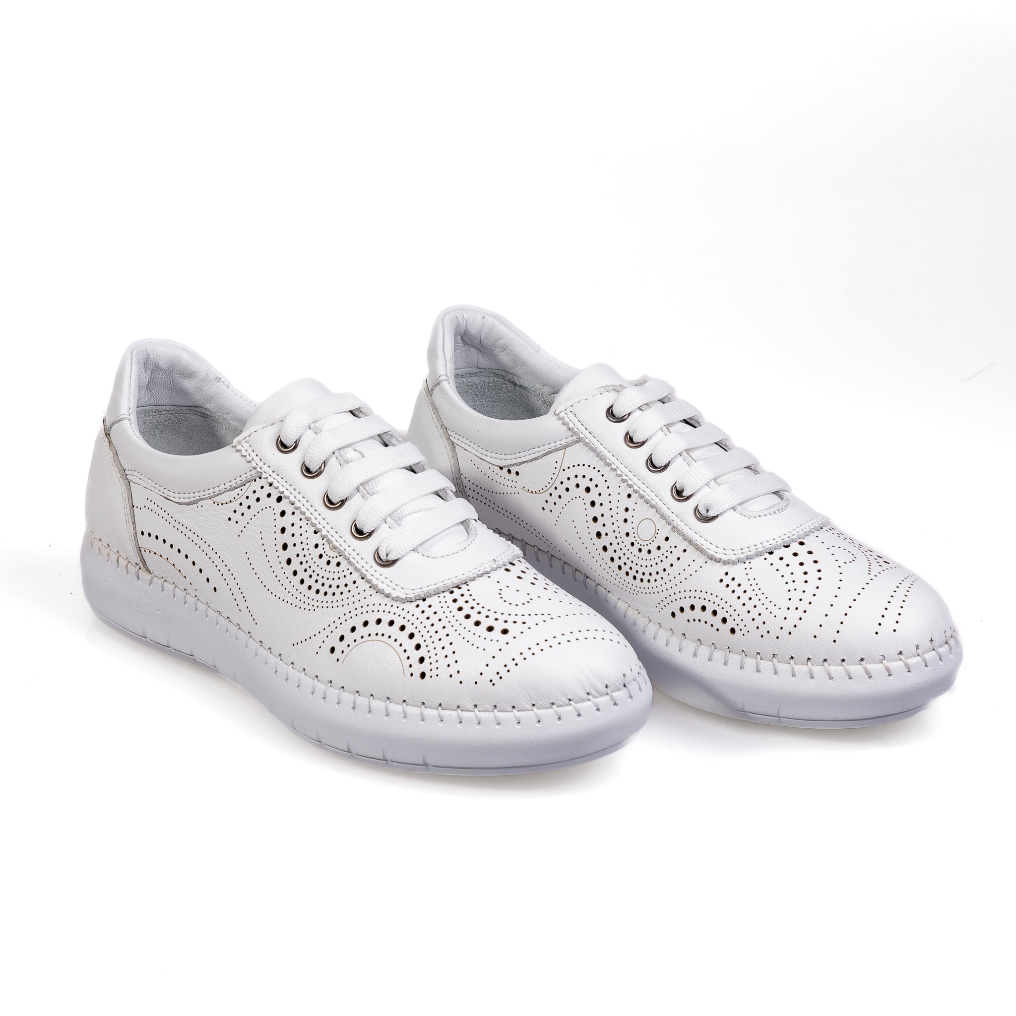 030 White – Premium Women’s Genuine Leather Everyday Shoes