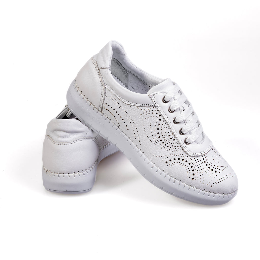 030 White – Premium Women’s Genuine Leather Everyday Shoes