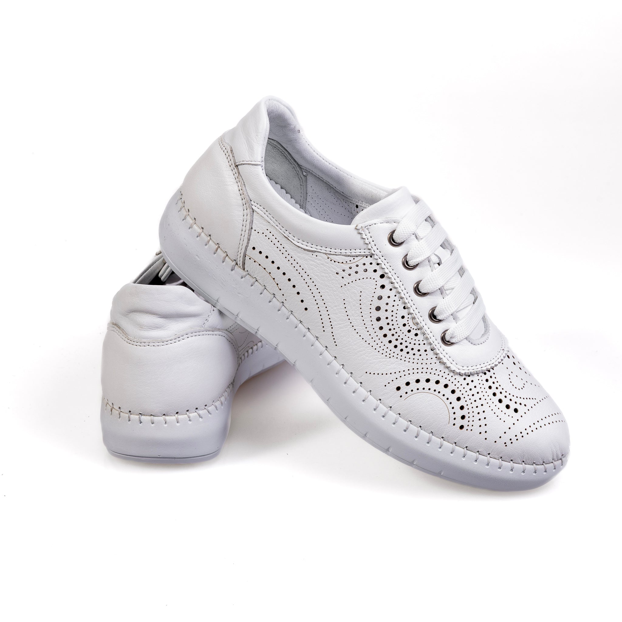 030 White – Premium Women’s Genuine Leather Everyday Shoes
