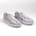 034 White – Women’s Floral Genuine Leather Comfort Sneakers