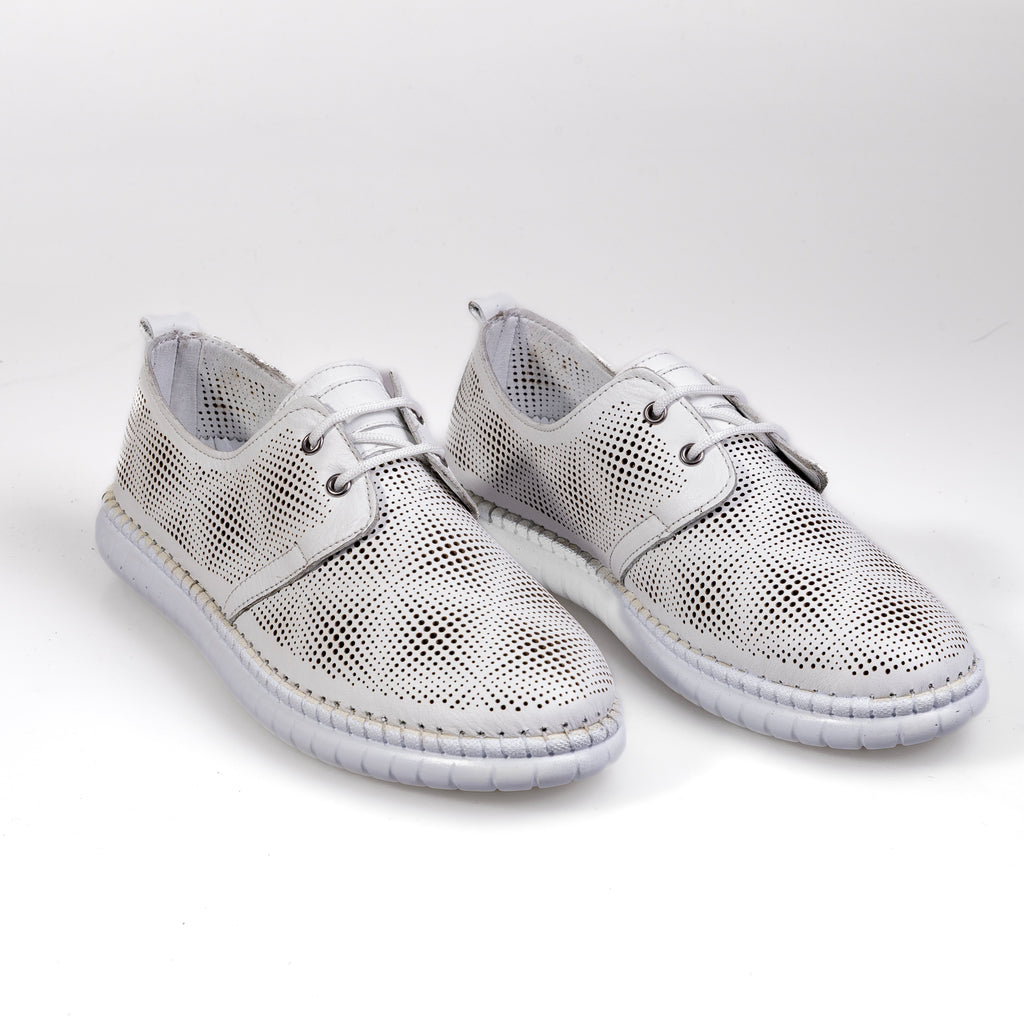 032 White – Premium Women’s Genuine Leather Everyday Shoes