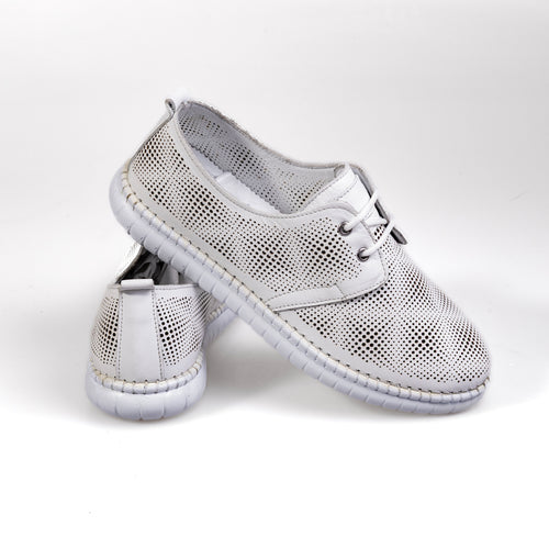 032 Bílá – Prémiové dámské kožené boty pro každodenní nošení