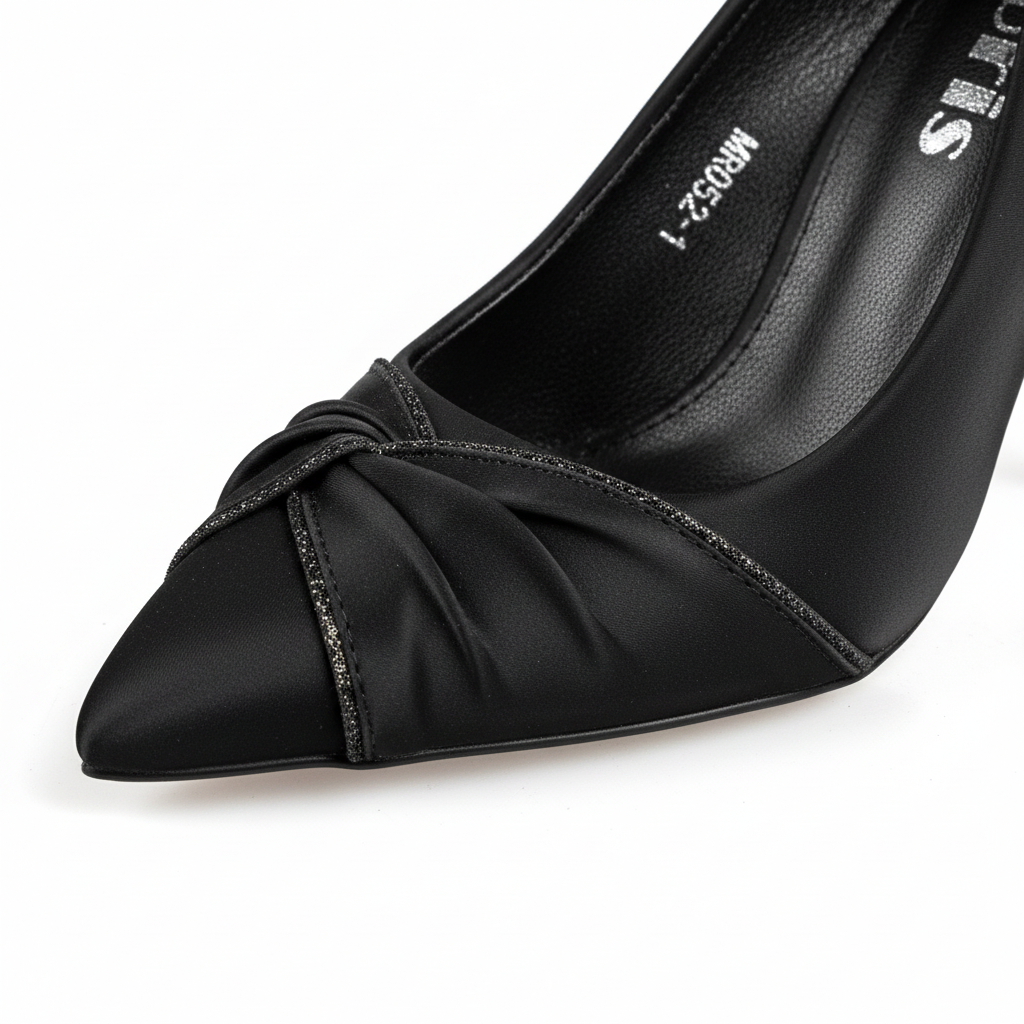 MRD52-1 Pantofi eleganți cu toc stiletto și vârf ascuțit pentru femei – Negru