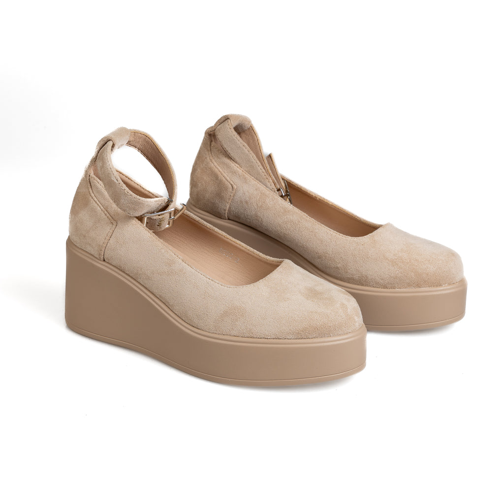 N295-2 Women's Beige Platform Low-Top Sneakers