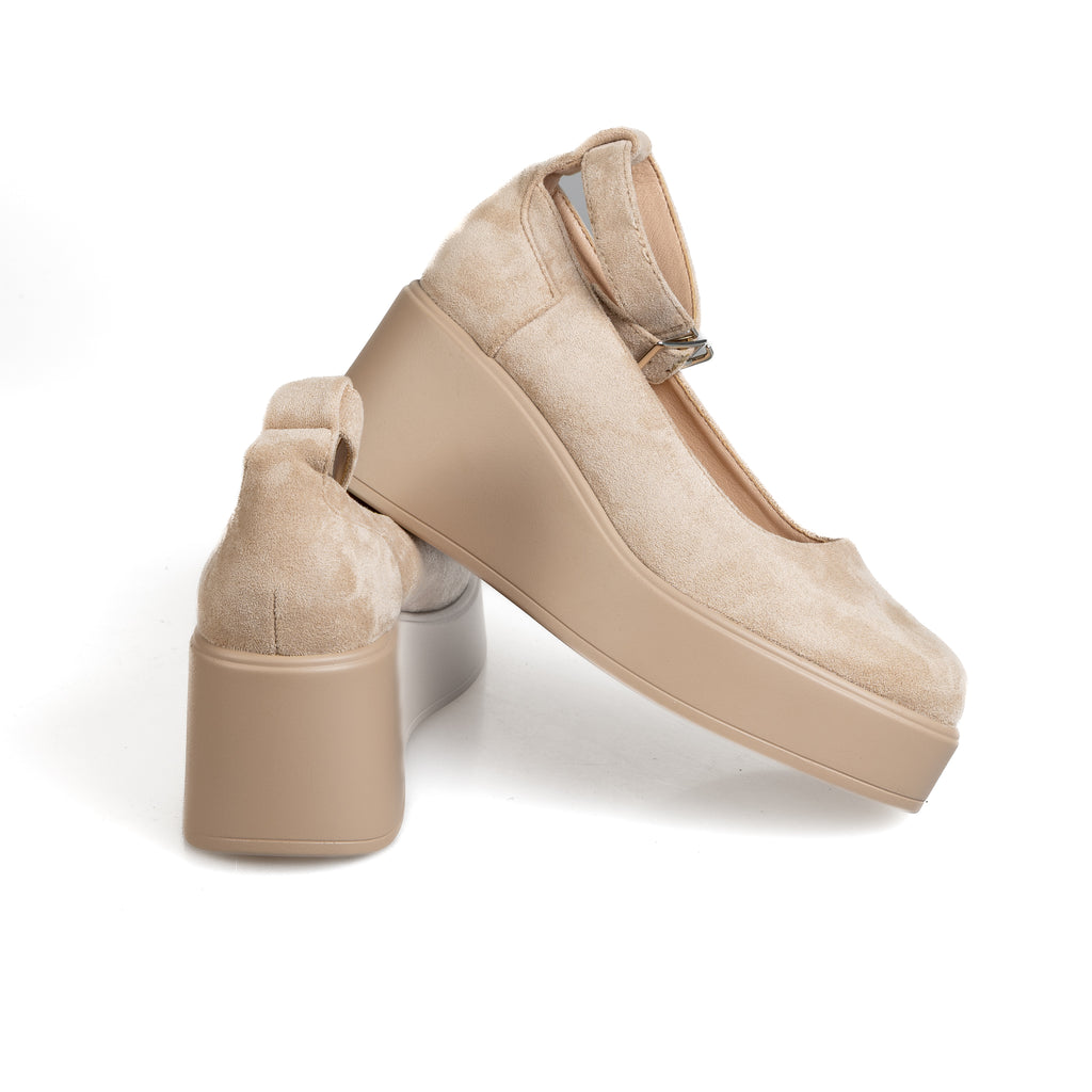 N295-2 Women's Beige Platform Low-Top Sneakers