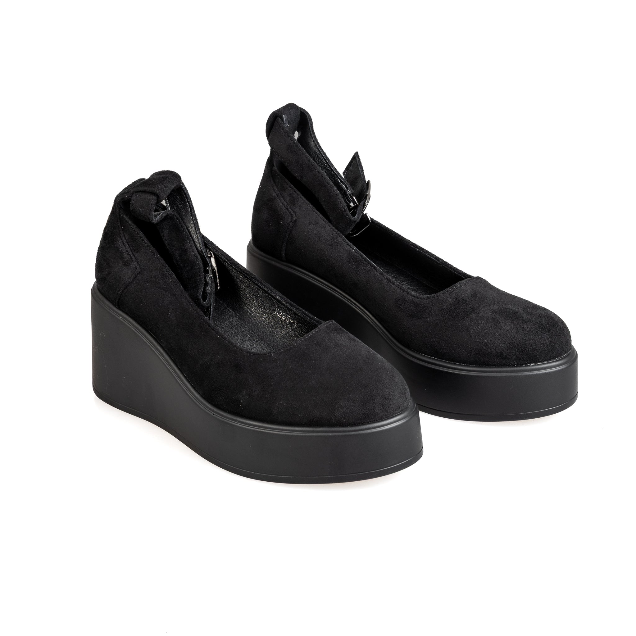 N295-1 Adidași clasici cu talpă înaltă pentru femei – Negru