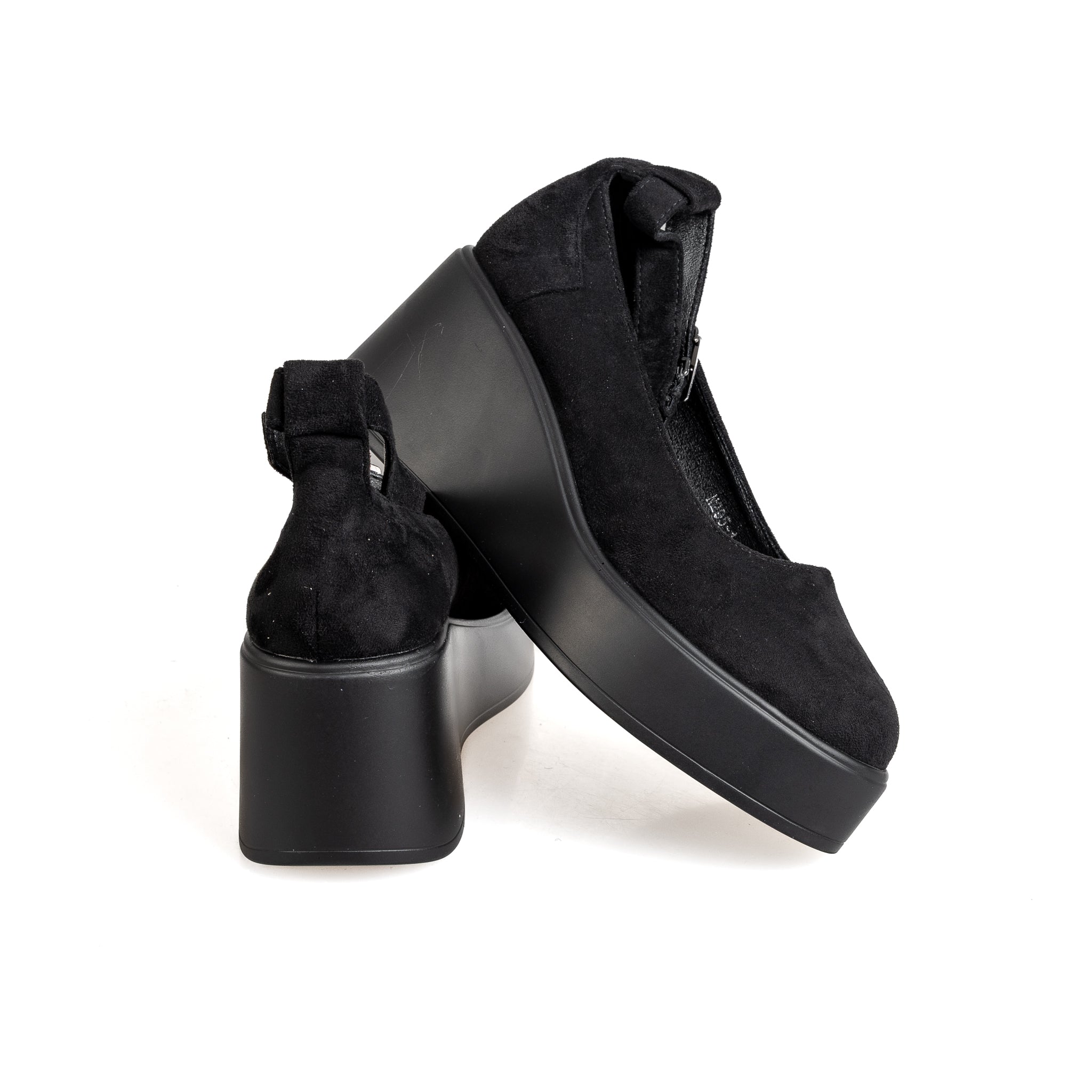 N295-1 Adidași clasici cu talpă înaltă pentru femei – Negru