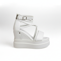 N2152-2 Women's Beige High-Shine Platform Oxford Shoes