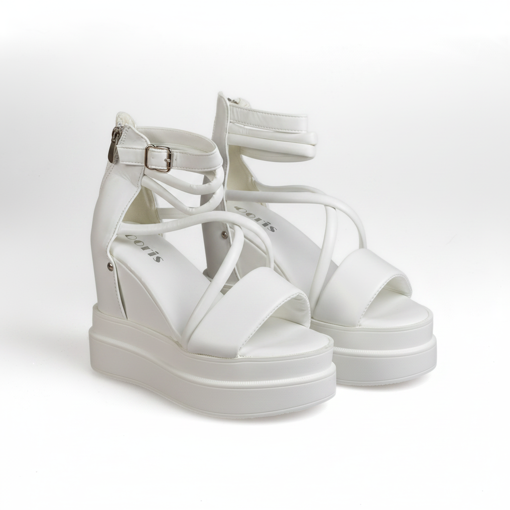 N2152-2 Women's Beige High-Shine Platform Oxford Shoes