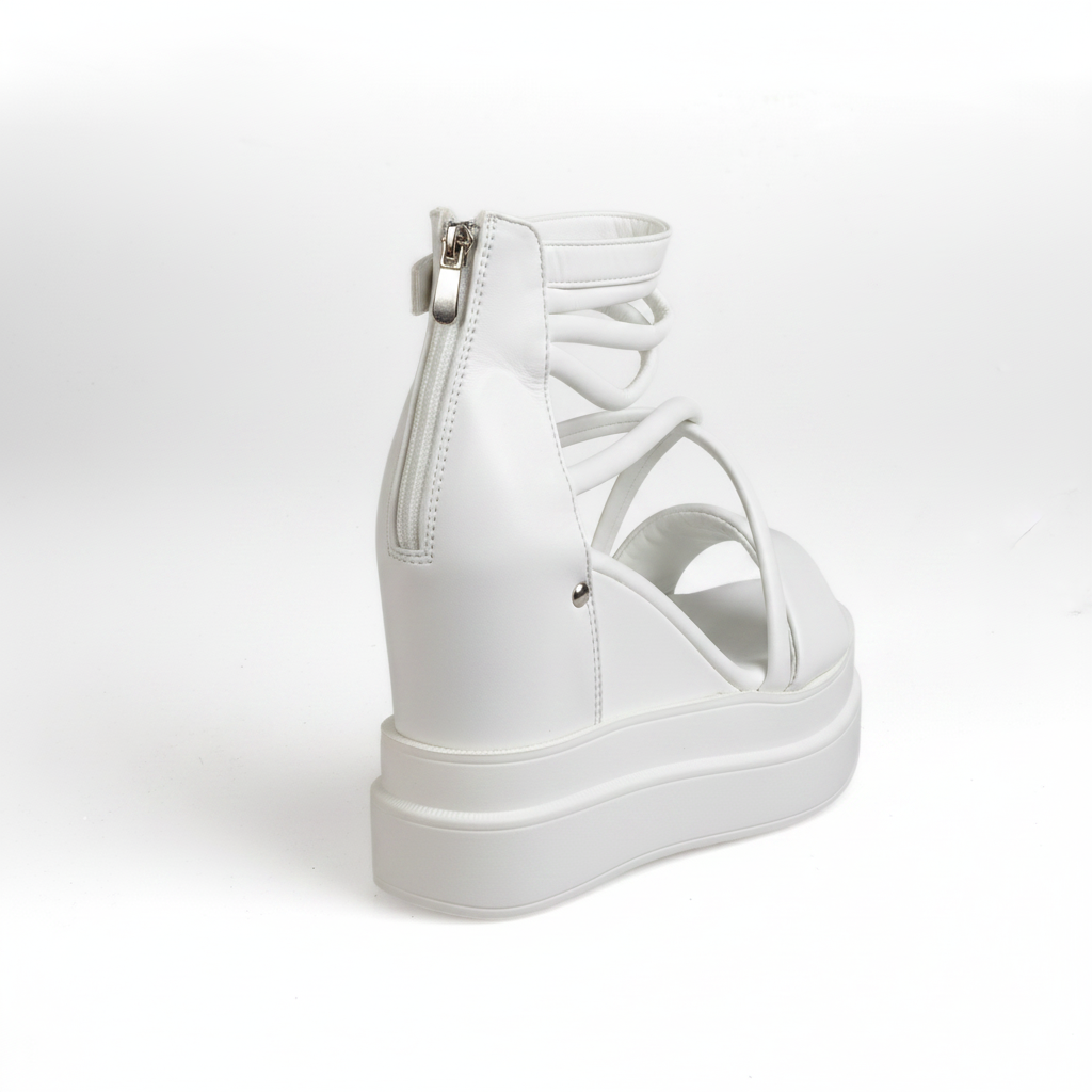 N2152-2 Pantofi Oxford cu platformă pentru femei, de culoare bej, cu finisaj lucios