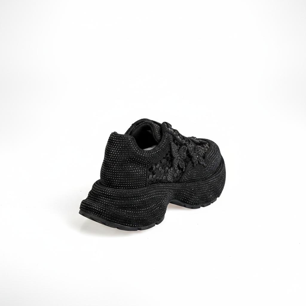 N2201-1 Adidași clasici cu talpă înaltă pentru femei – Negru