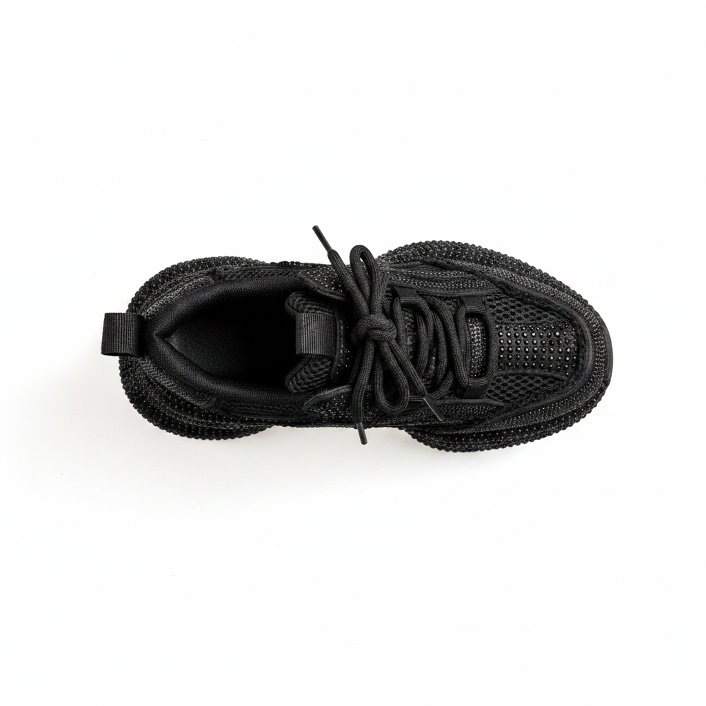 N2203-1 Adidași cu platformă și finisaj lucios pentru femei – Negru