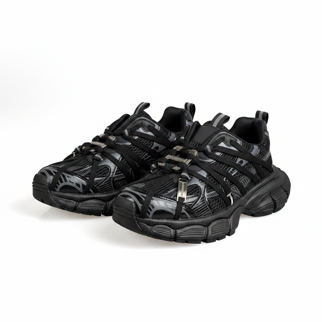 N2205-1 Adidași sport pentru femei, cu talpă joasă și platformă – Negru